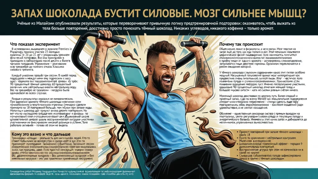 Запах шоколада бустит силовые. Мозг сильнее мышц?